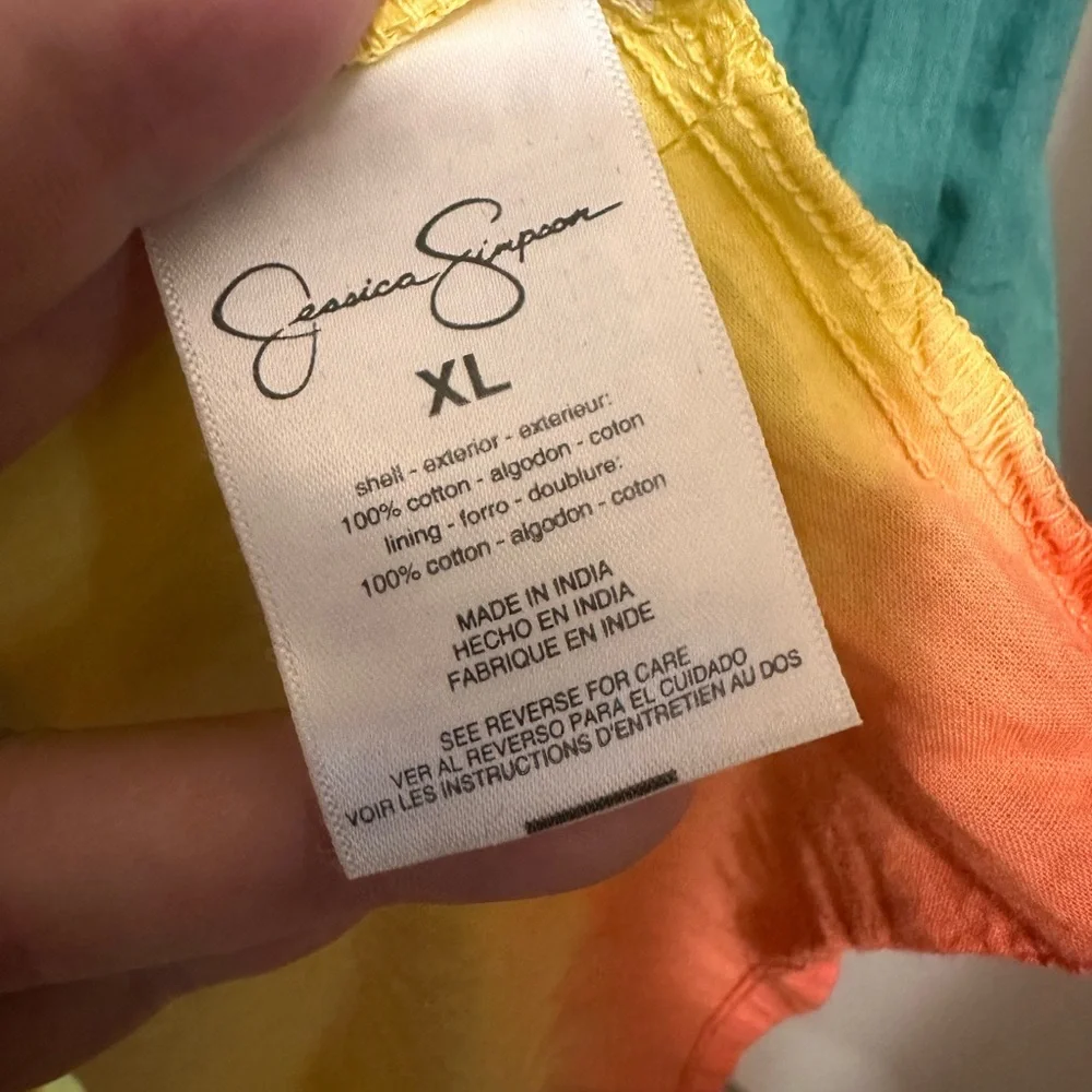 Jessica Simpson Rainbow Herbs 100% Cotton Lined Sundress NWT Size XL - Picture 10 of 13